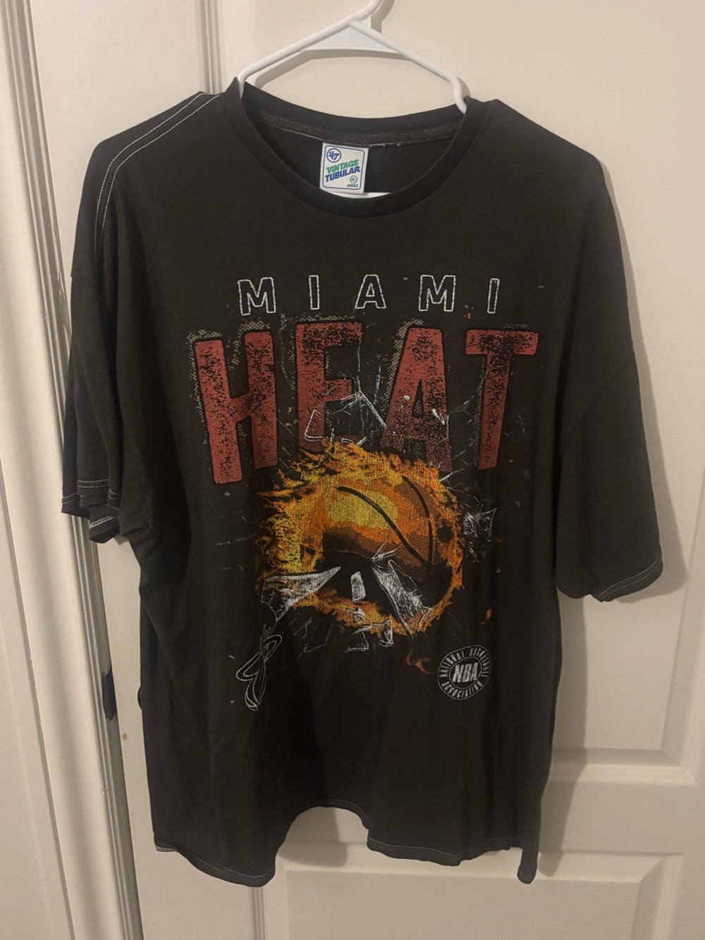 47 Vintage Tubular Black Tee with Green and Blue Tag